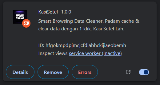 Kad Extension KasiSetel di Chrome